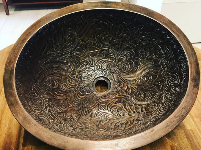 Fancy engraved sink basin