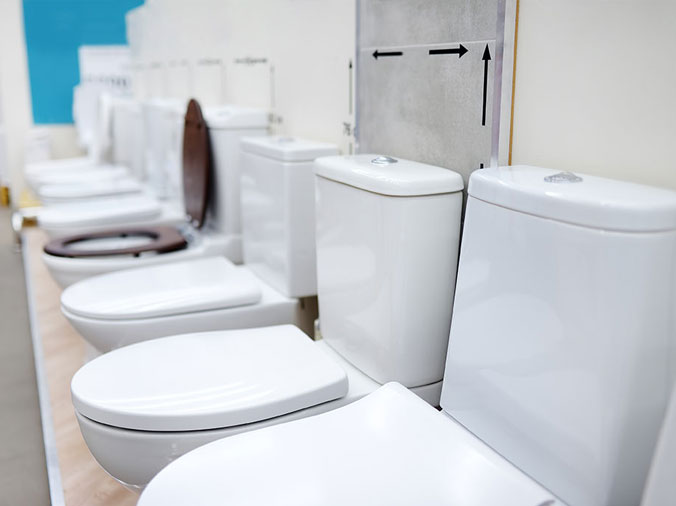 Toilets in a wholesale plumbing stully store